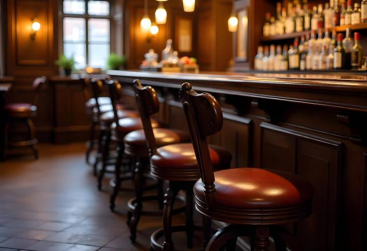 Heritage Style Antique Bar Stools in a Traditional Pub